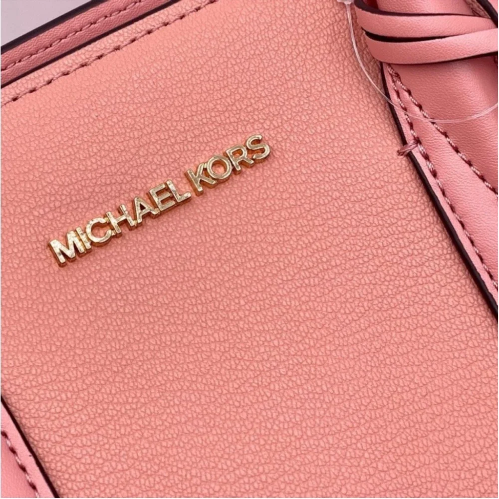 Michael Kors Avril Large Top Zip Satchel Shoulder Bag Sunset Rose Pink - Picture 12 of 13